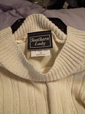 Southern Lady Ivory Knit Cowl Neck Sweater - 2X